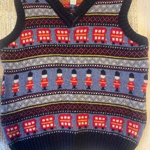 JoJo Maman Bebe Navy and Red Kids Sweater Vest - British theme